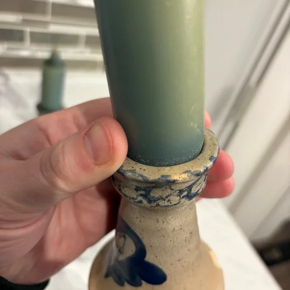 Vintage Beaumont Brothers Pottery Candle Sticks & Bowl Salt Glazed Stoneware - Picture 9 of 16